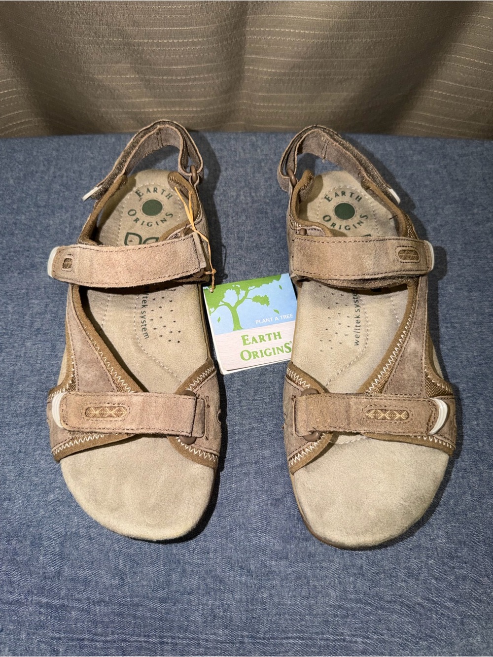 Earth Origins Tan Suede Adjustable Strap Sandals